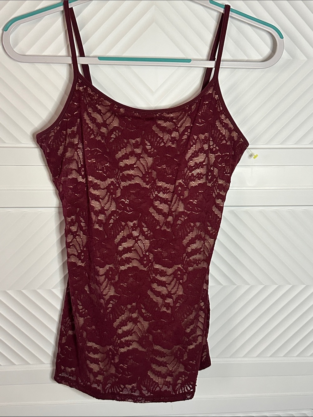 Express Nude Cami with Burgundy Trim